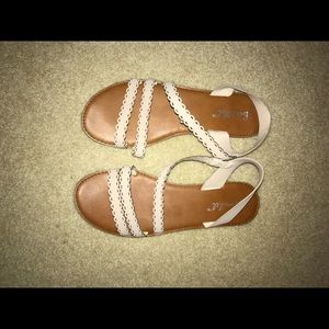 Brown and cream scalloped sandals